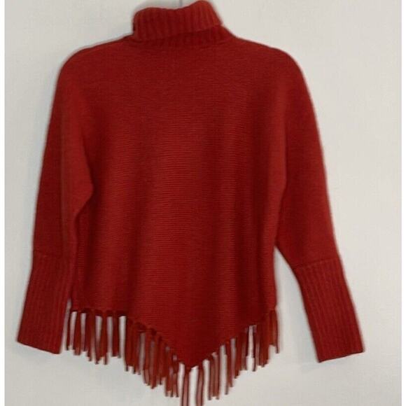 CARROLL REED TURTLENECK FRINGE TRIM SWEATER DARK ORANGE SIZE S - Picture 4 of 7